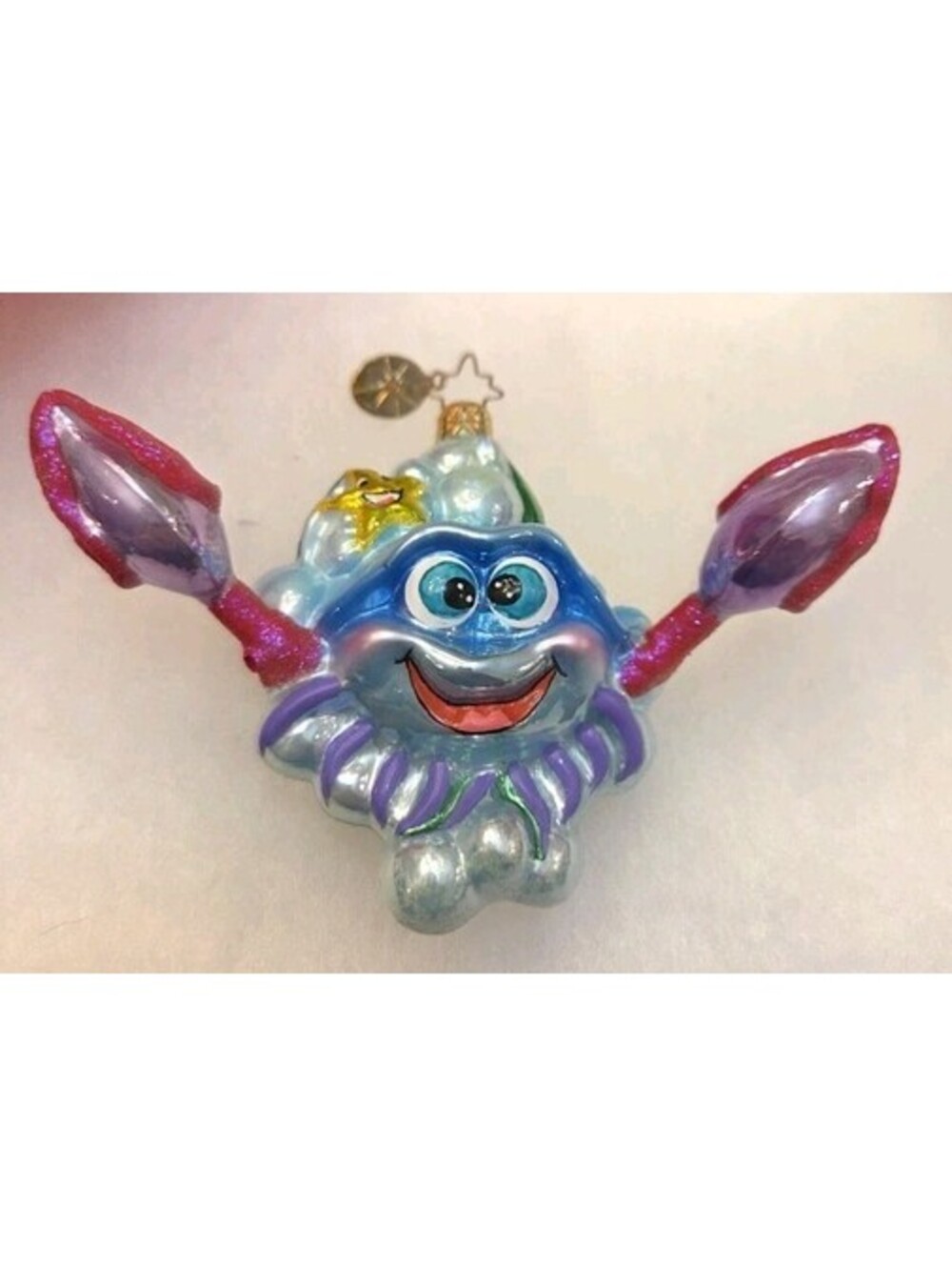 Christopher Radko RARE Jimmy Leblue Crab Glass Handpainted Ornament, Mint